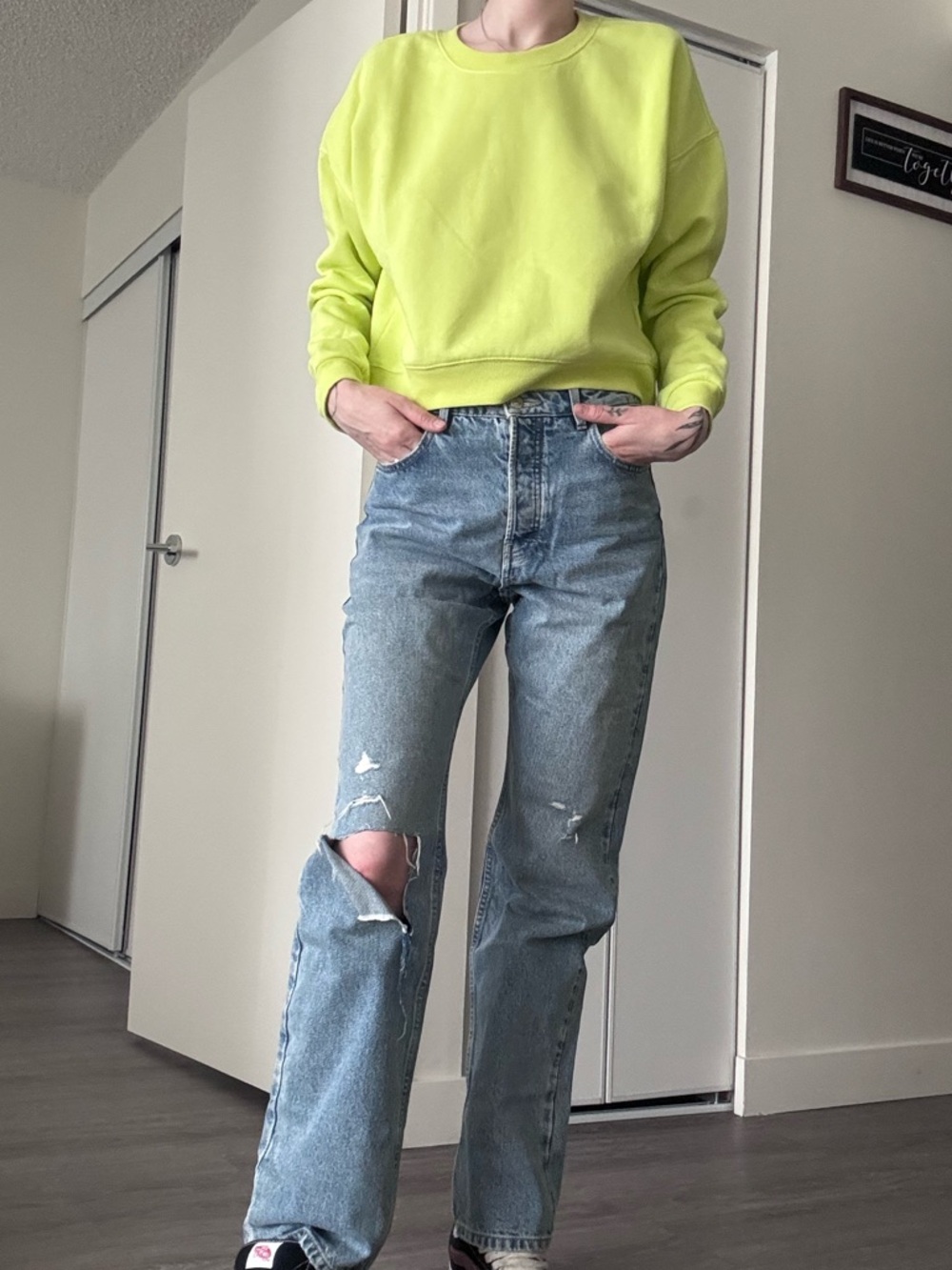 Lime Green Cropped Sweatshirt